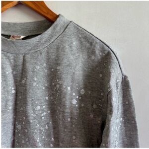Gray Crewneck Silver Metallic Sweatshirt